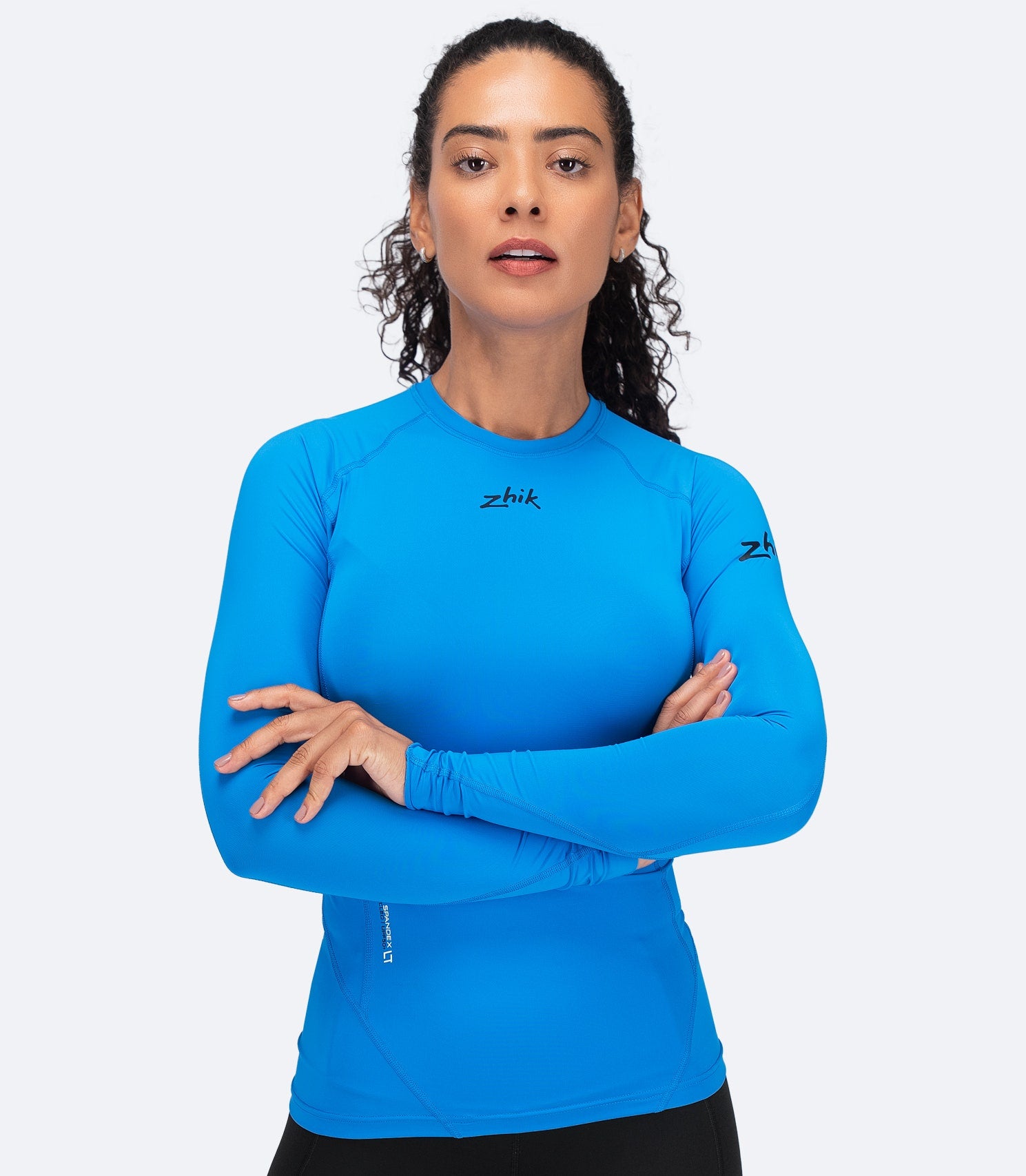 Womens Eco Spandex LT Long Sleeve Baselayer Top - Cyan