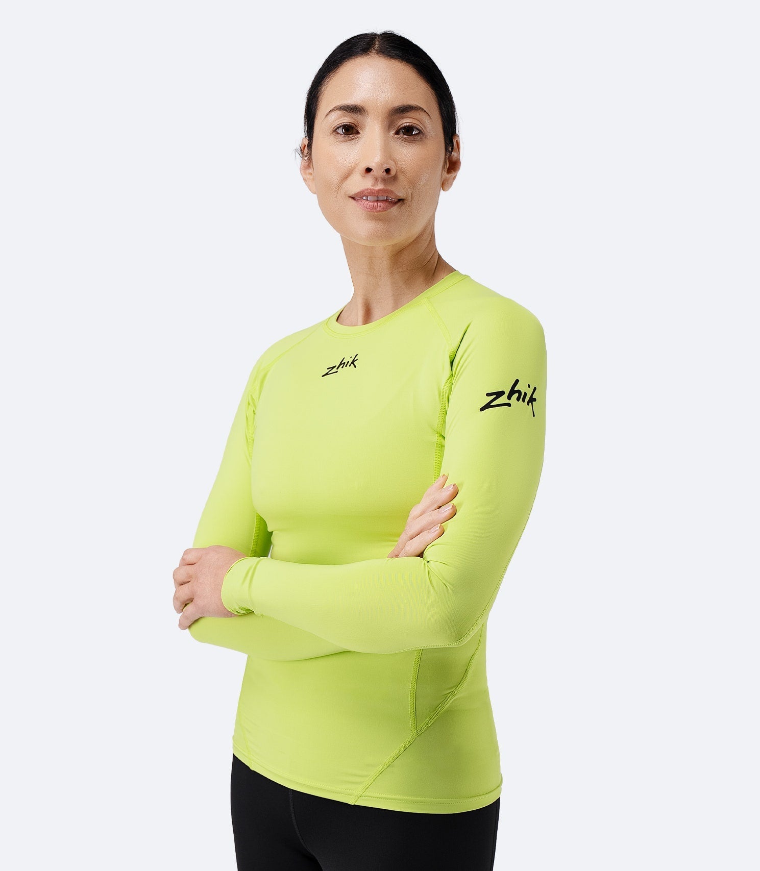 Womens Eco Spandex LT Long Sleeve Baselayer Top - Lime