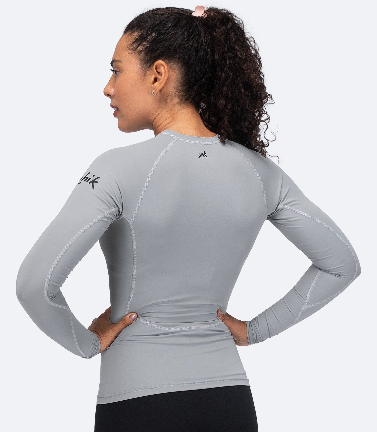Womens Eco Spandex LT Long Sleeve Baselayer Top - Platinum