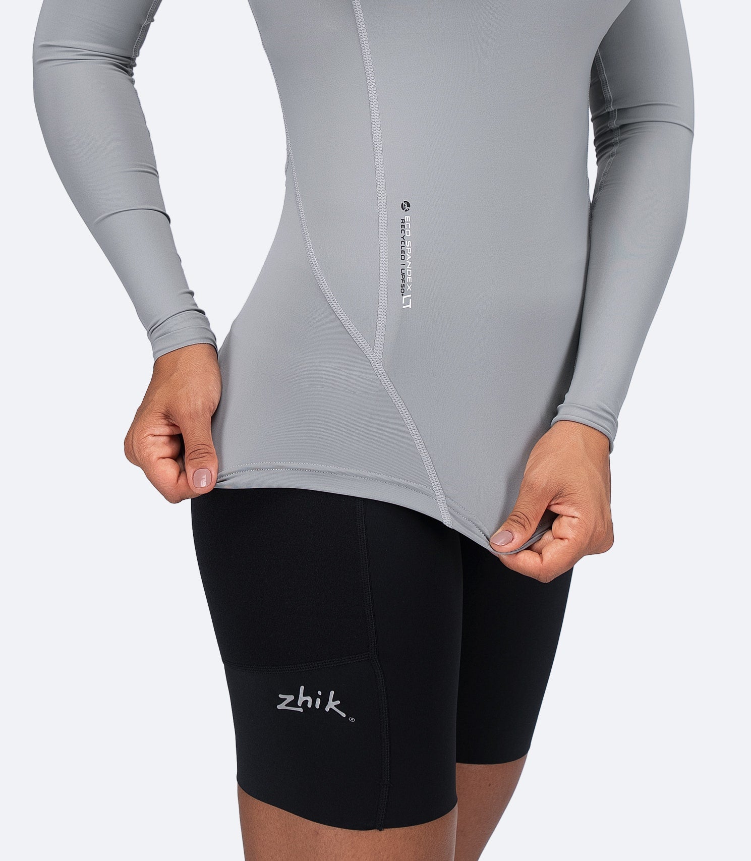 Womens Eco Spandex LT Long Sleeve Baselayer Top - Platinum