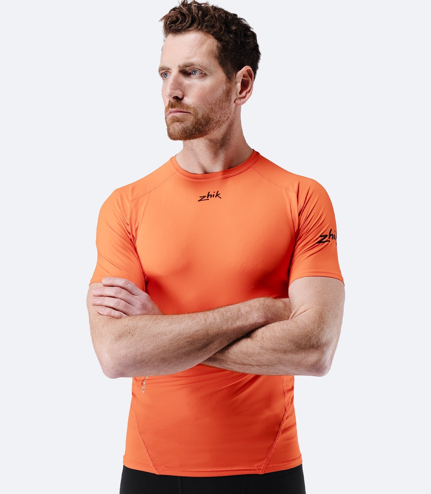 Mens Eco Spandex LT Short Sleeve Baselayer Top - Flame Red