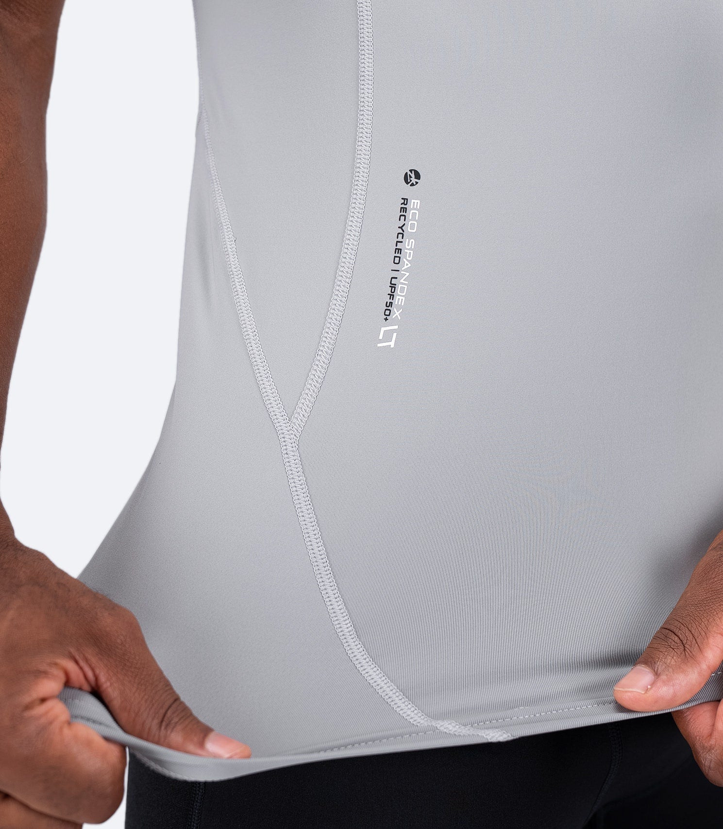 Mens Eco Spandex LT Short Sleeve Baselayer Top - Platinum