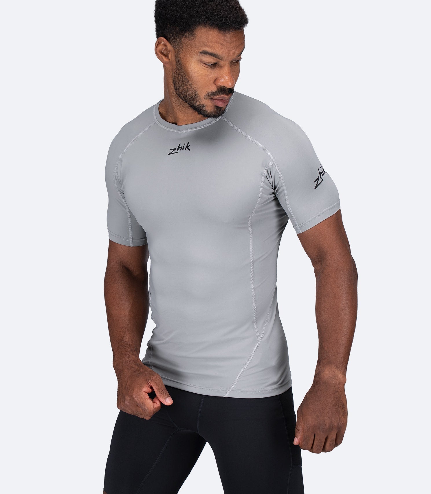 Mens Eco Spandex LT Short Sleeve Baselayer Top - Platinum