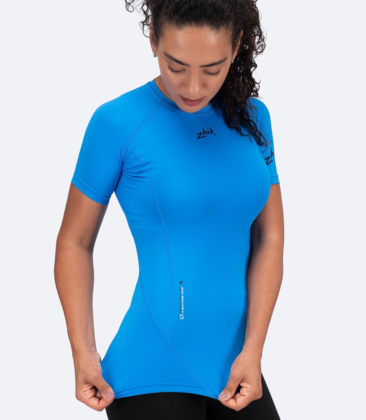 Womens Eco Spandex LT Short Sleeve Baselayer Top - Cyan