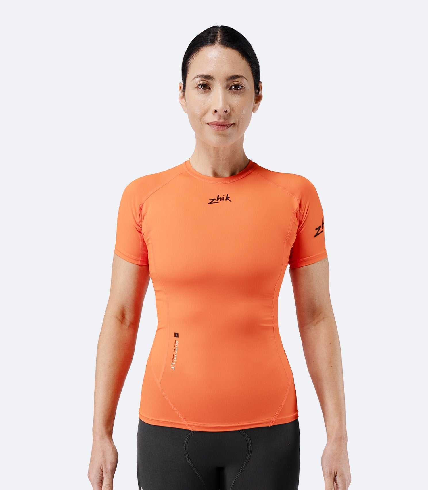 Womens Eco Spandex LT Short Sleeve Baselayer Top - Flame Red