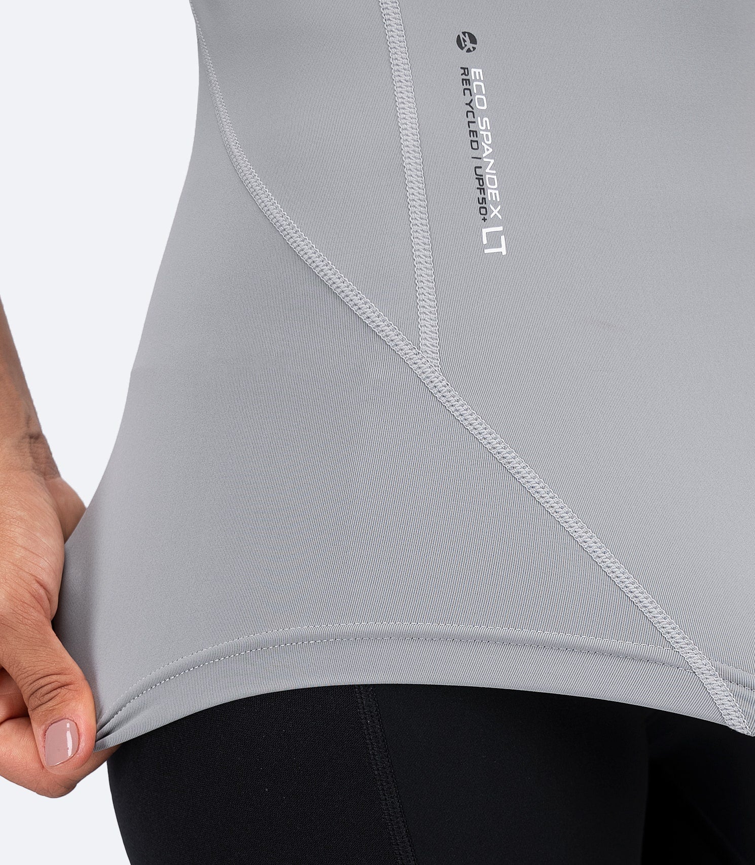 Womens Eco Spandex LT Short Sleeve Baselayer Top - Platinum