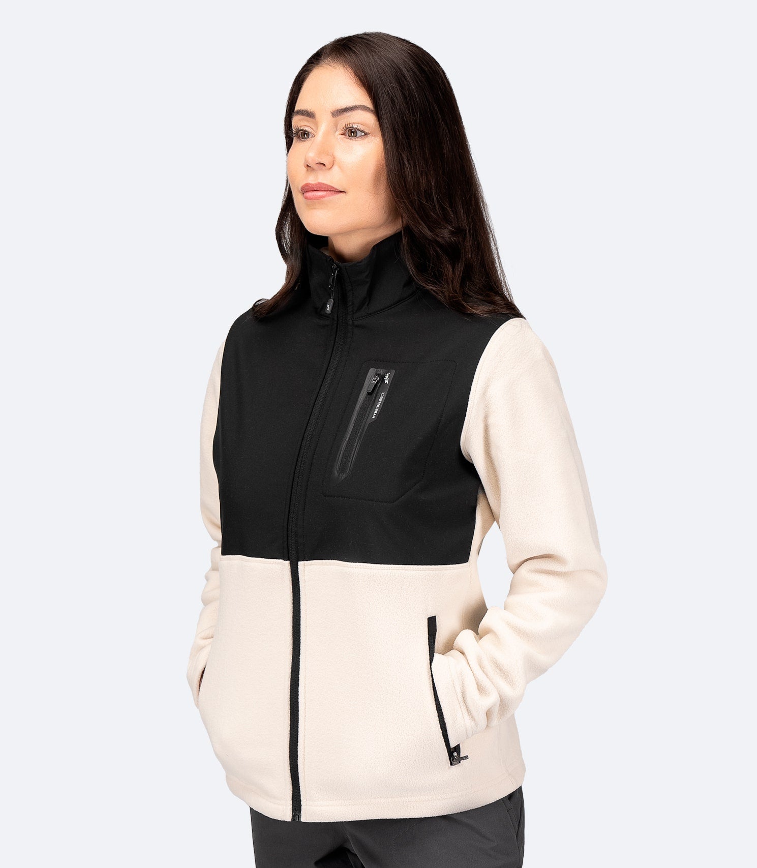 Womens Hybrid Fleece Jacket - Chalk