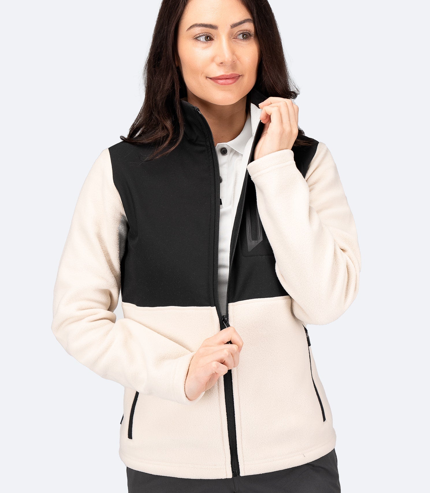 Womens Hybrid Fleece Jacket - Chalk