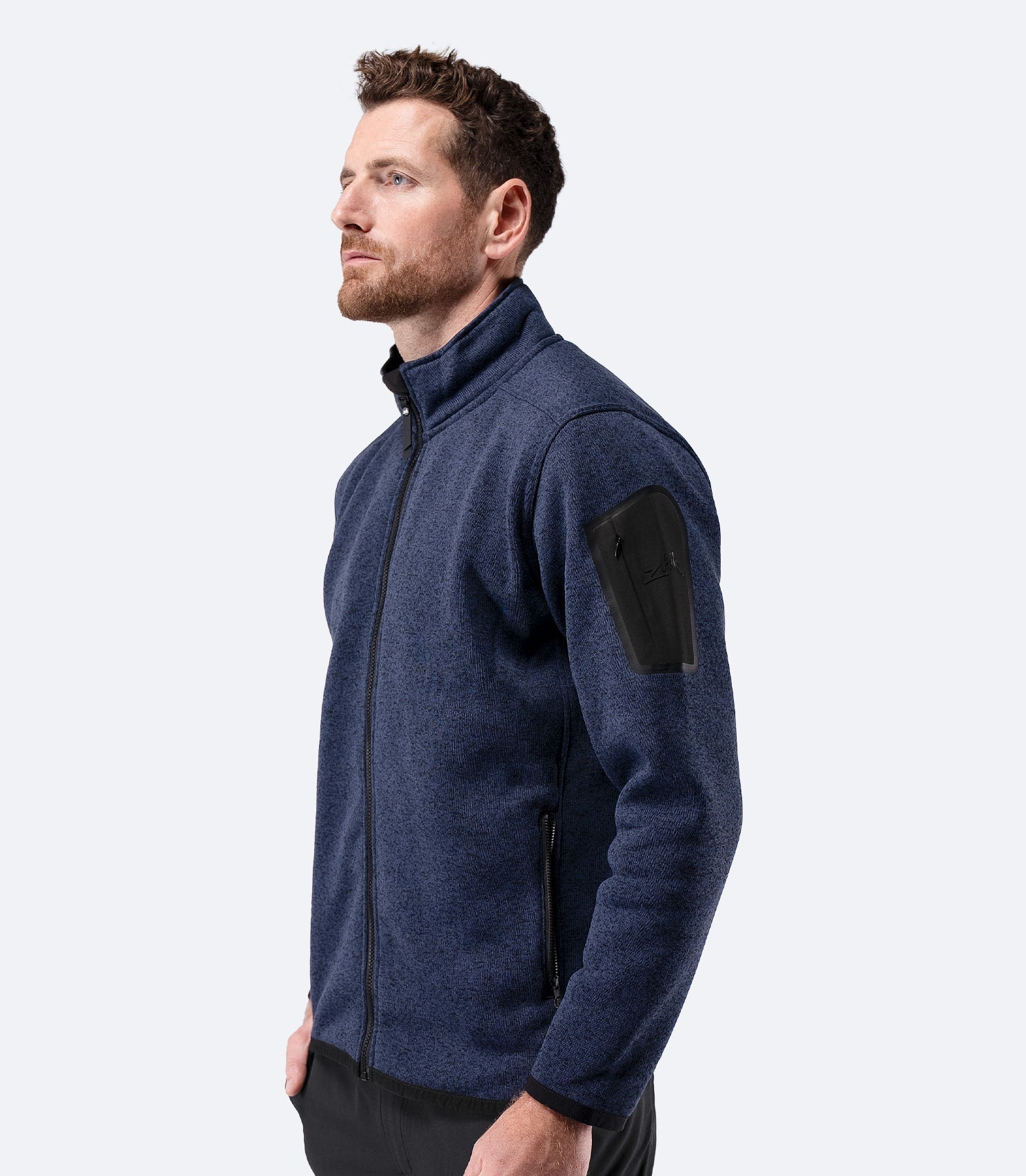 Mens Knit Fleece Jacket - Dark Navy Marle