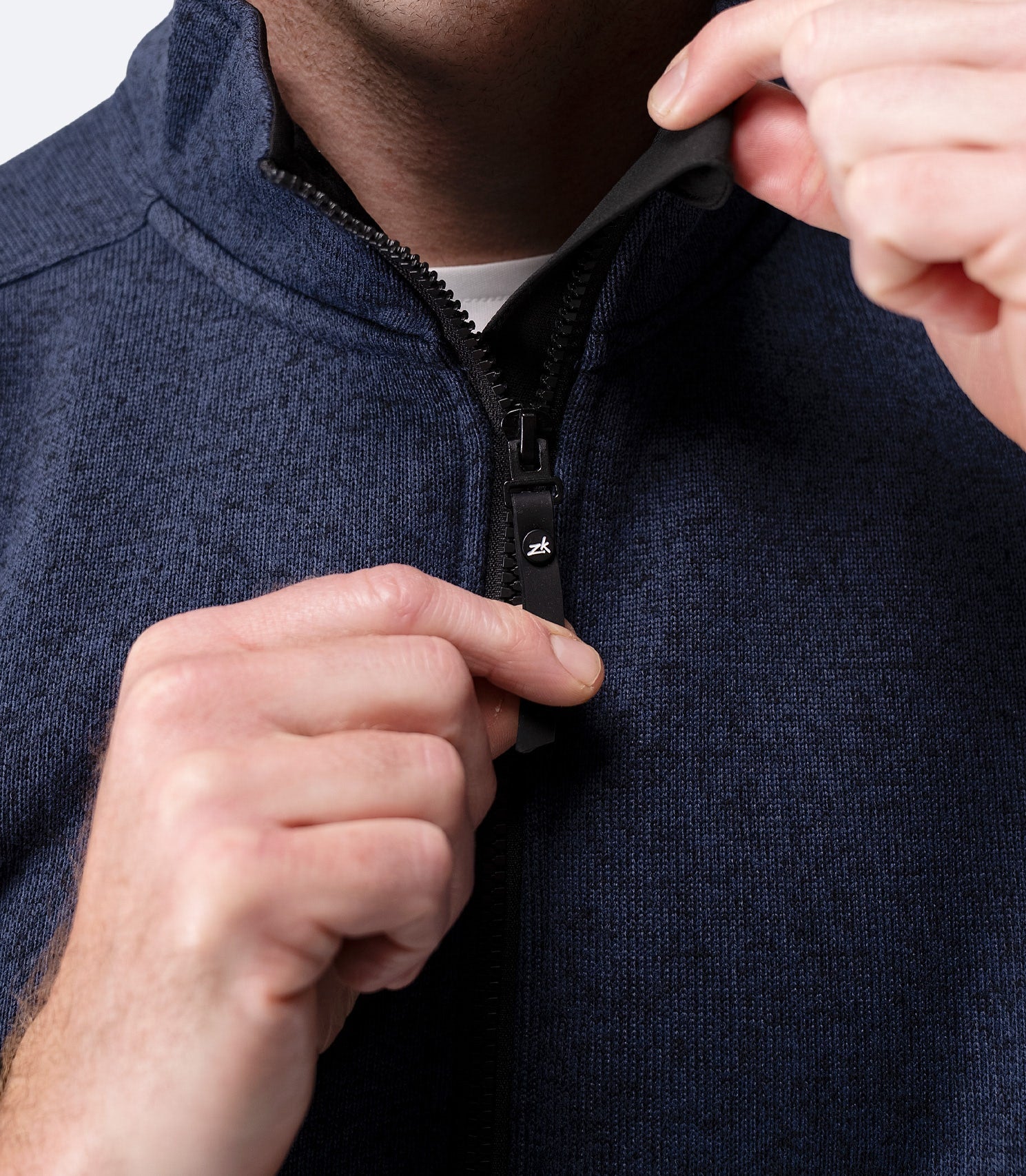 Mens Knit Fleece Jacket - Dark Navy Marle