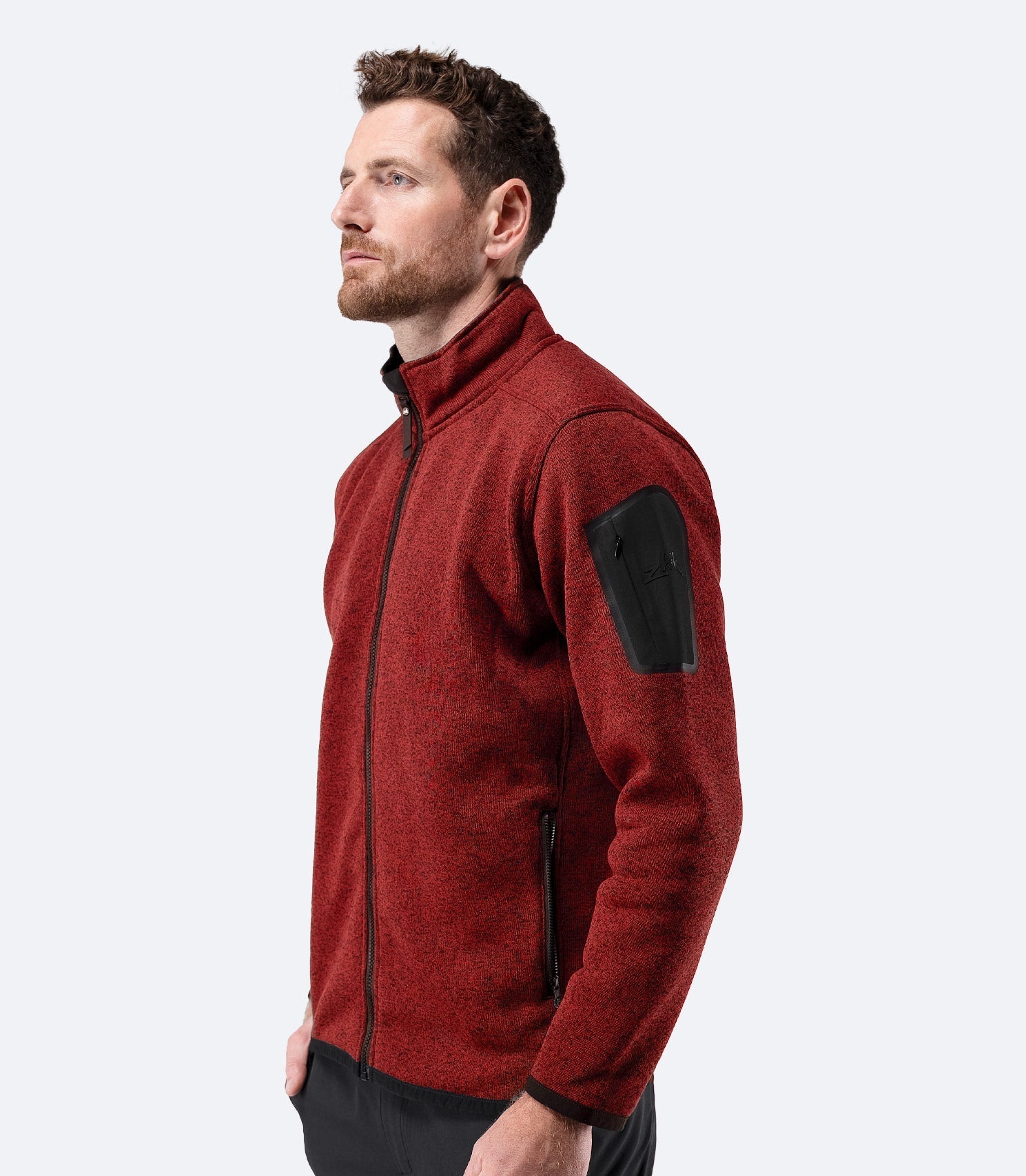 Mens Knit Fleece Jacket - Garnet Marle