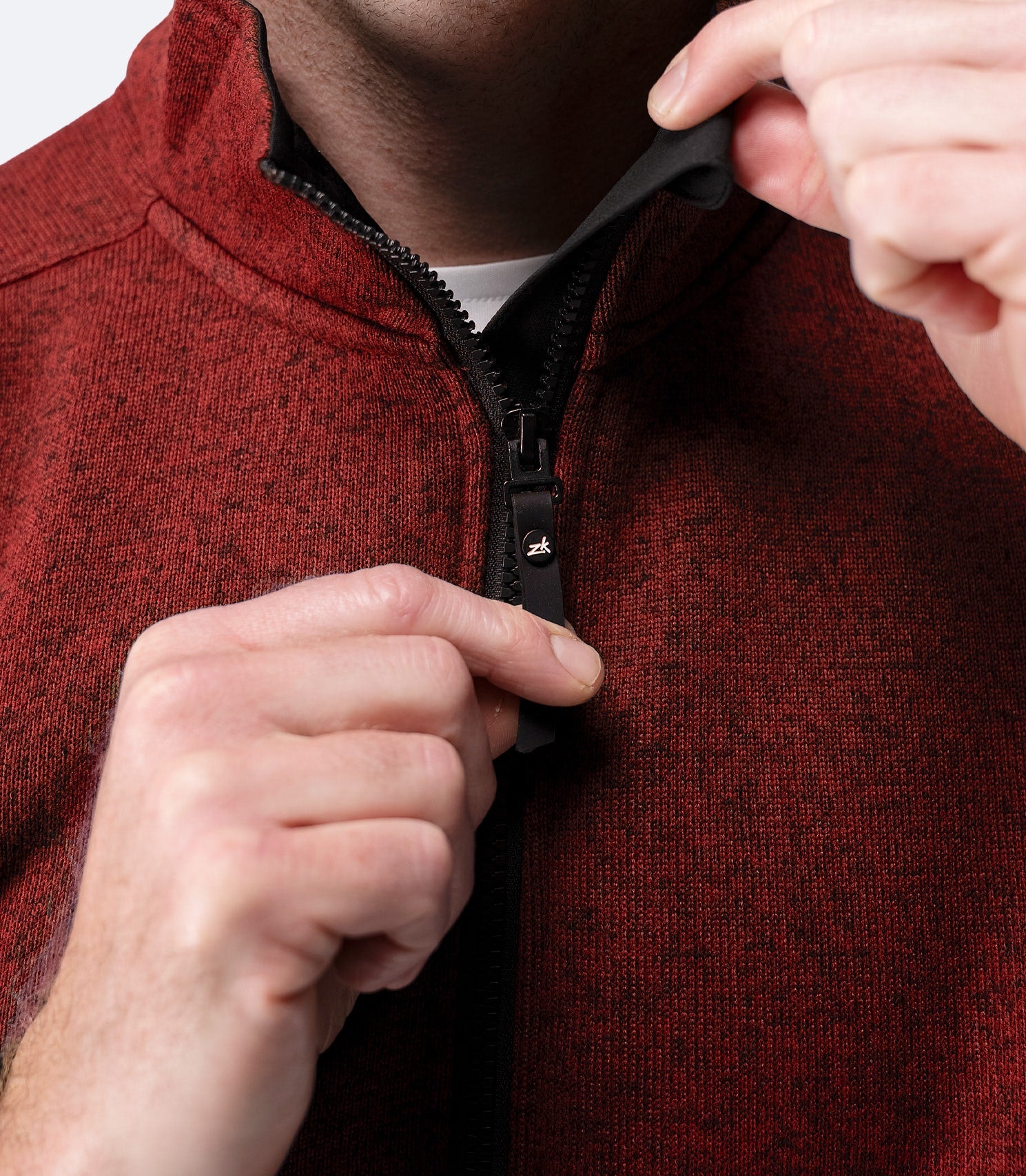Mens Knit Fleece Jacket - Garnet Marle