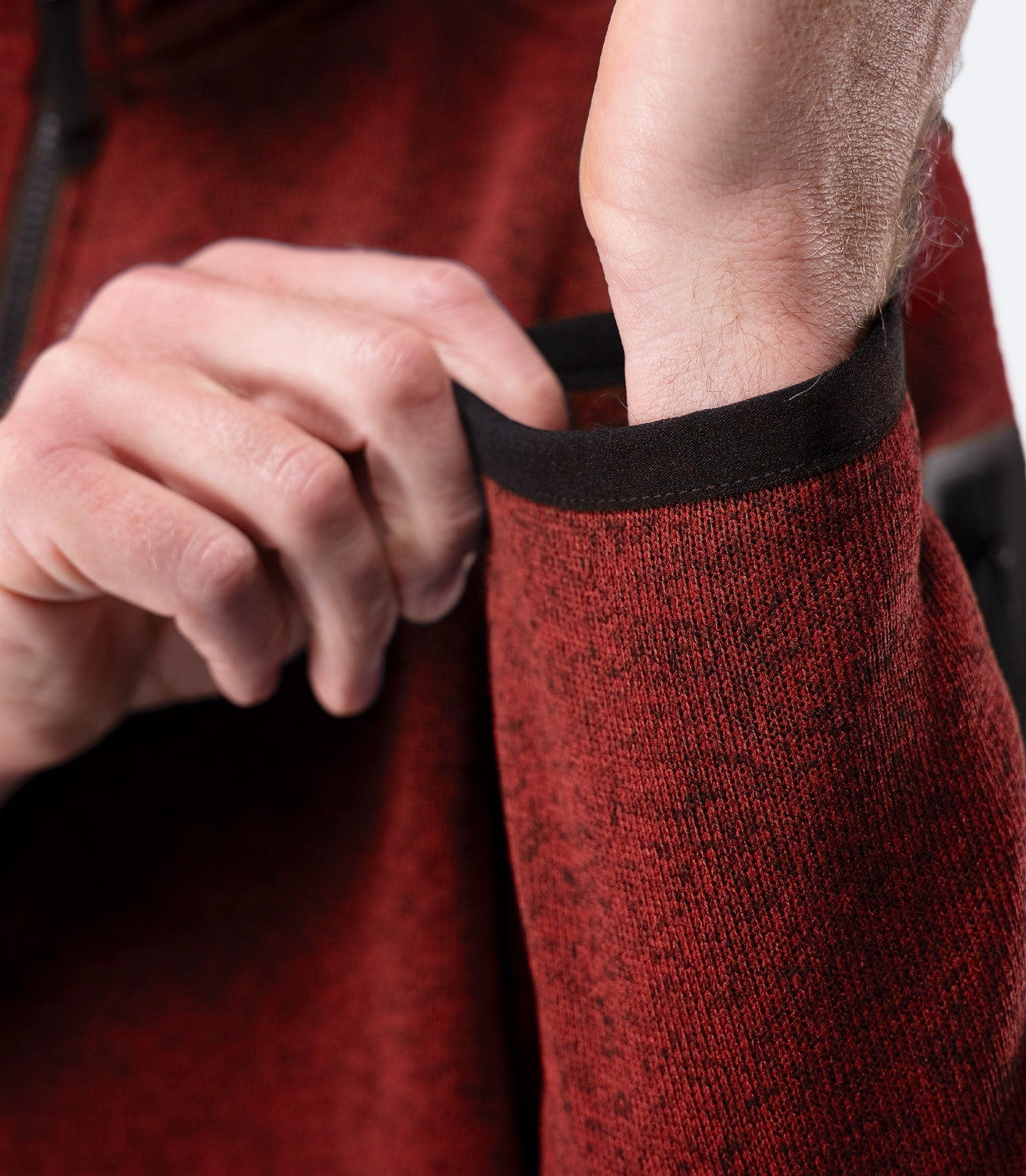 Mens Knit Fleece Jacket - Garnet Marle