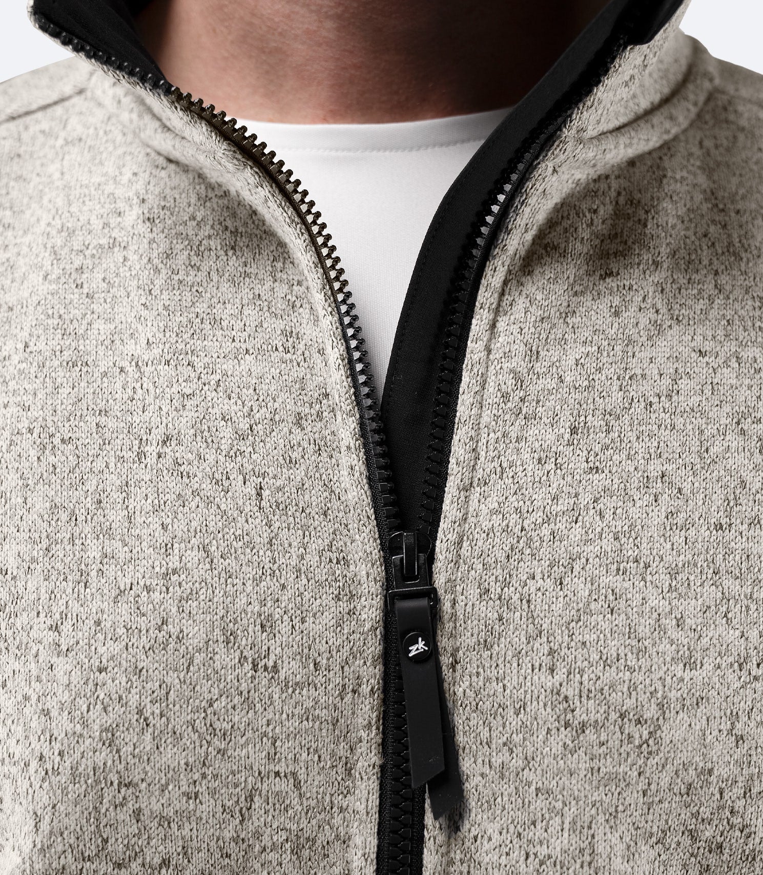 Mens Knit Fleece Jacket - Light Grey Marle