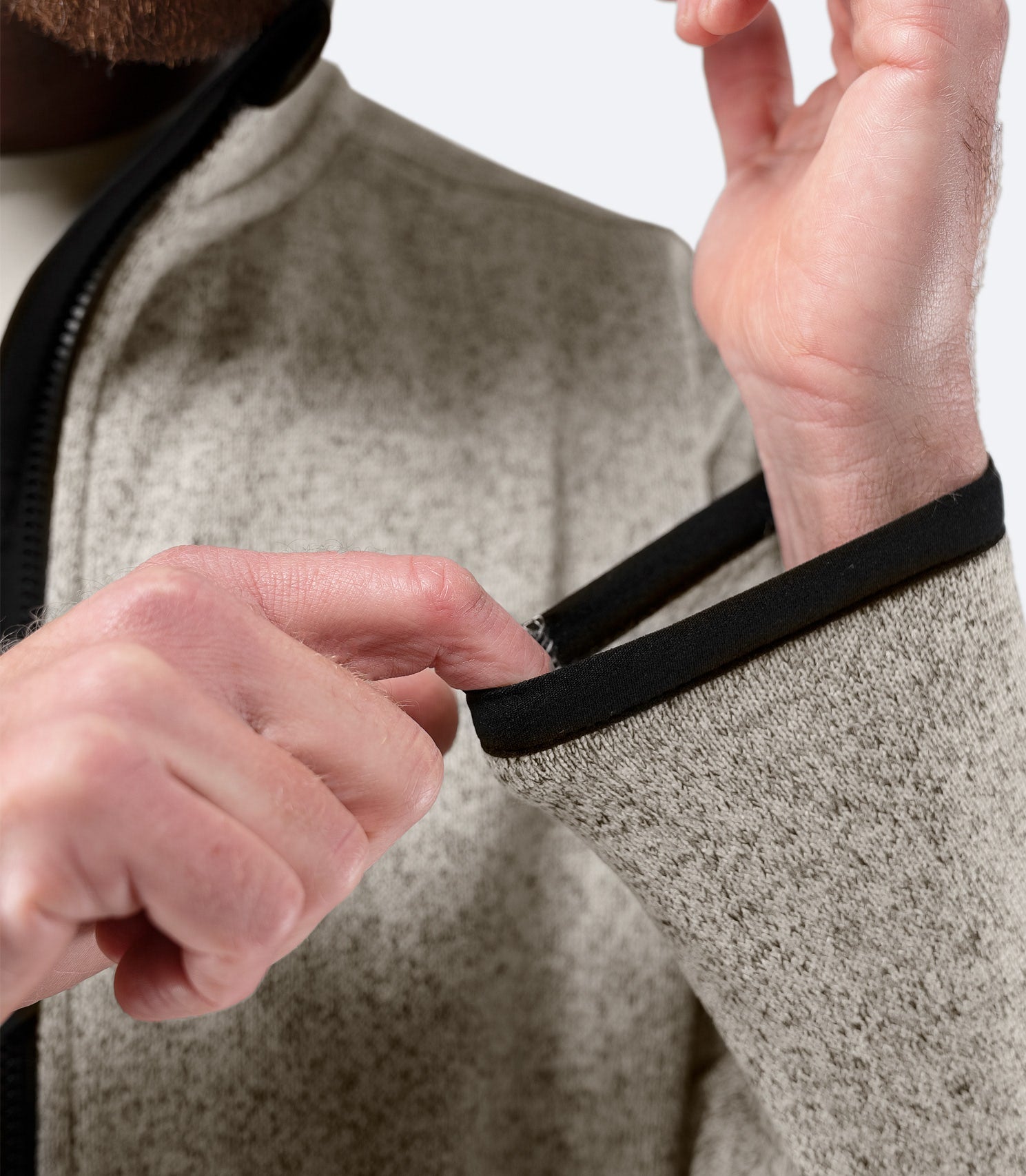 Mens Knit Fleece Jacket - Light Grey Marle