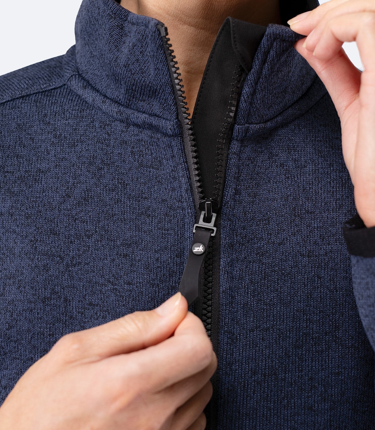Womens Knit Fleece Jacket - Dark Navy Marle