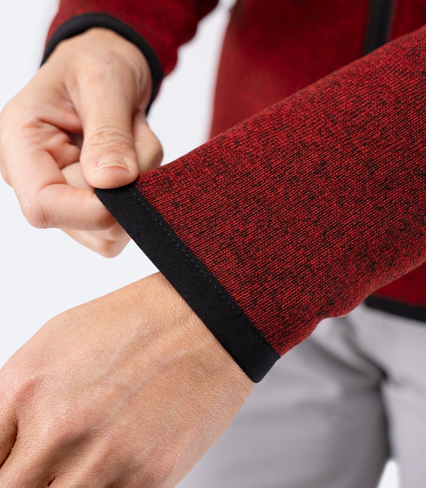 Womens Knit Fleece Jacket - Garnet Marle