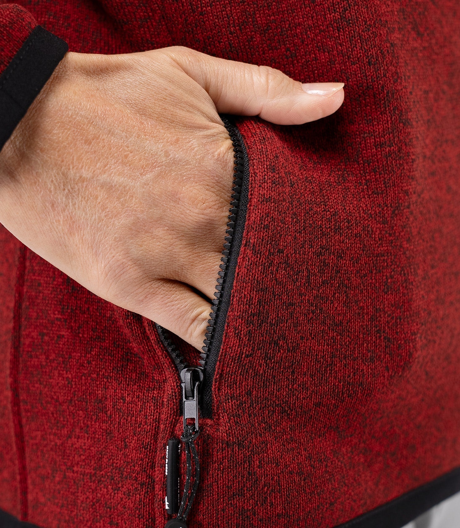 Womens Knit Fleece Jacket - Garnet Marle