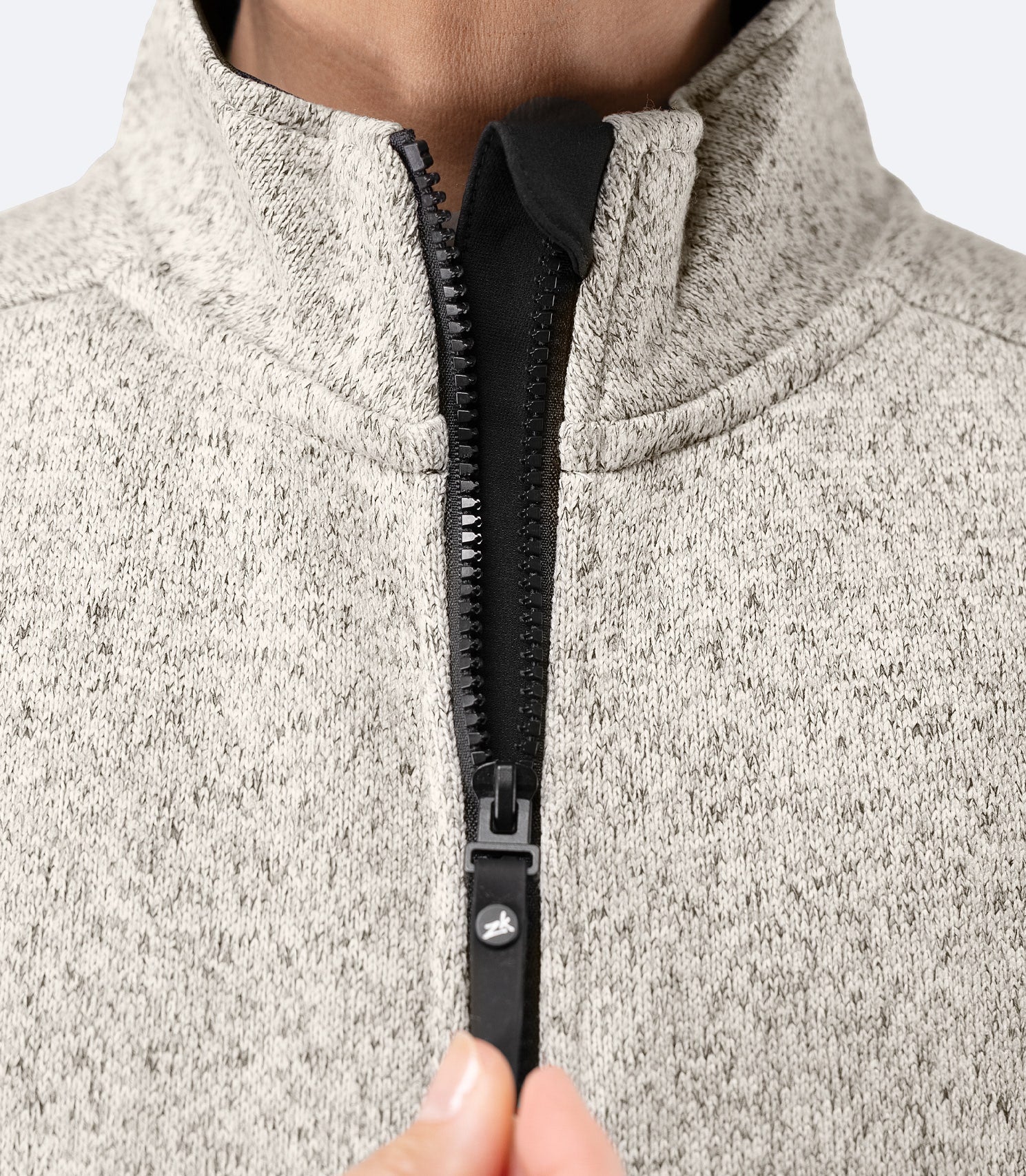 Womens Knit Fleece Jacket - Light Grey Marle