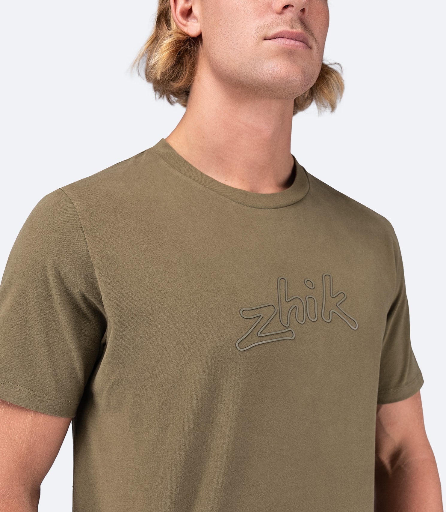 Mens Zhik Logo Cotton T-Shirt - Sea Kelp