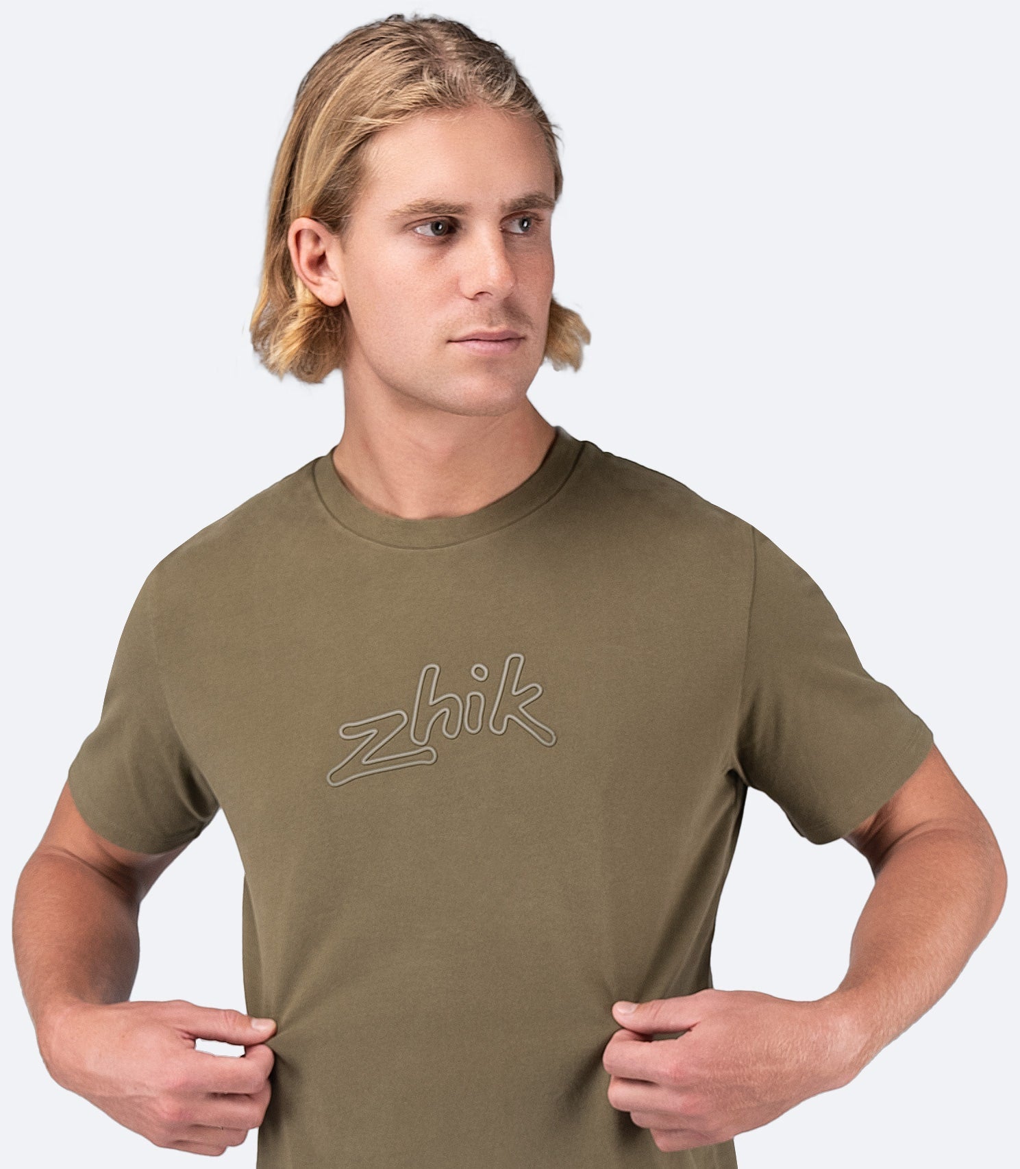 Mens Zhik Logo Cotton T-Shirt - Sea Kelp
