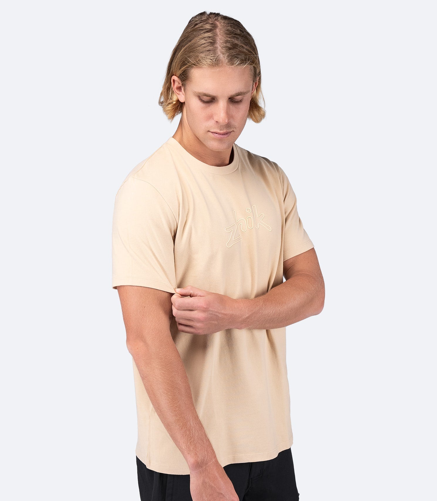 Mens Zhik Logo Cotton T-Shirt - Sand