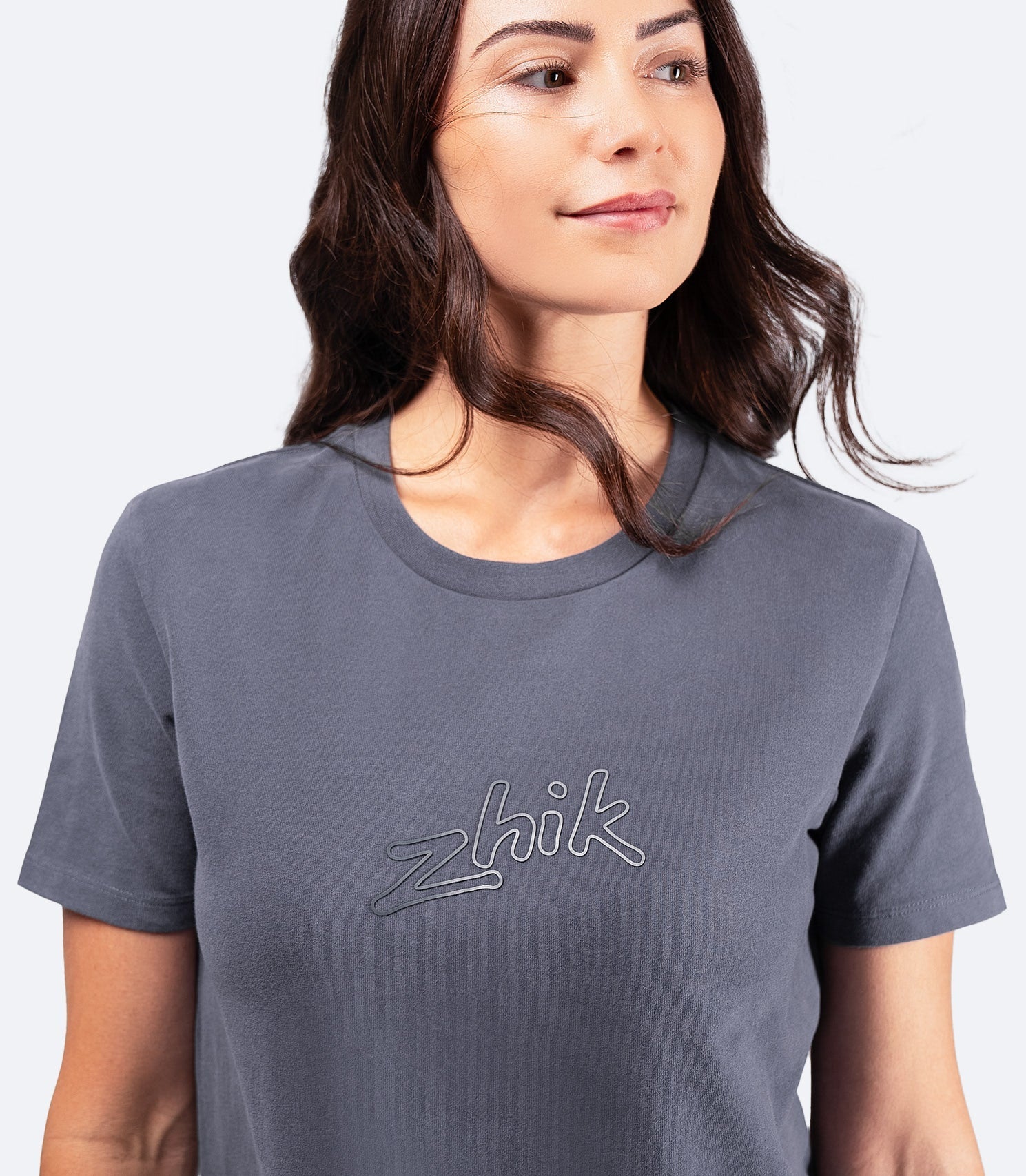 Womens Zhik Logo Cotton T-Shirt - Navy Grey