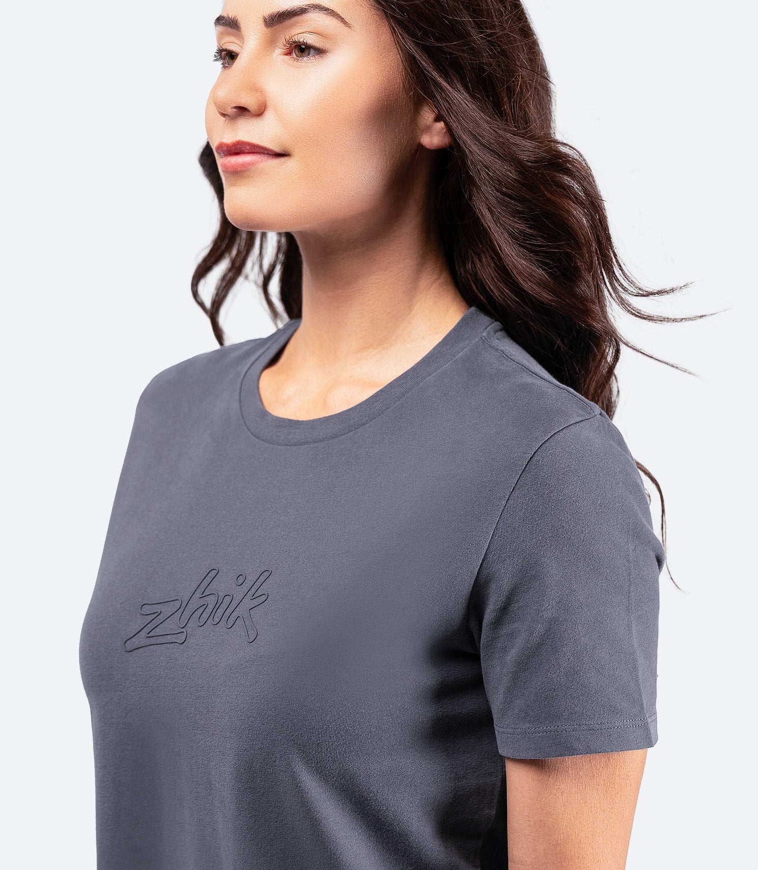Womens Zhik Logo Cotton T-Shirt - Navy Grey