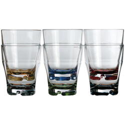 Mb vand glas med farvet bund, stablebar ø9cm 330 ml. 6stk