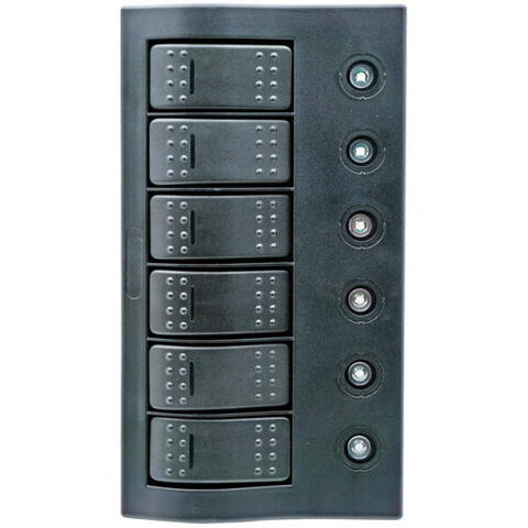 1852 elpanel med automat sikringer, led, 5 kontakter +1 (on)