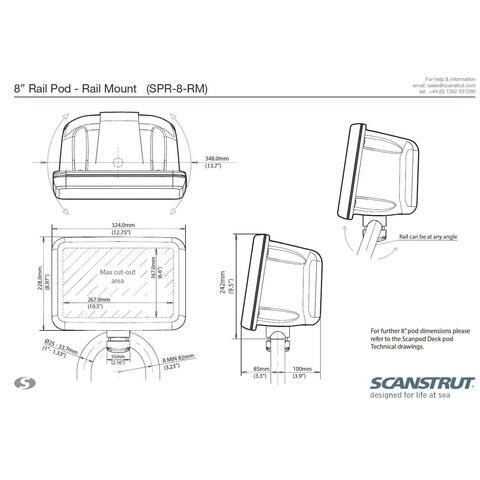 ScanPod SPR‐8‐RM Rail Pod for displays up to 9"