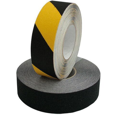 Psp heavy anti skrid tape sort/gul 50mm x 5m