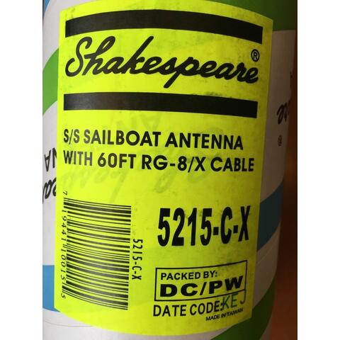 Shakespeare 5215-C-X Squatty Body Stål VHF Antenne 3dB 90cm med 18m kabel