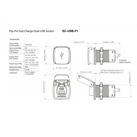 Scanstrut Flip-Pro vandtæt USB ladestik 12-24V (SC-USB-F1)