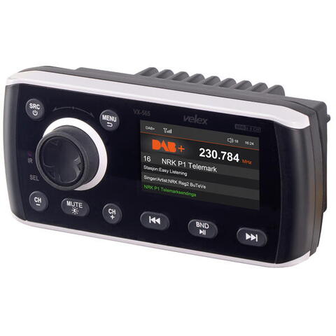 Velex marine radio dab+/fm, bluetooth, fjernbetjenning 4x45w