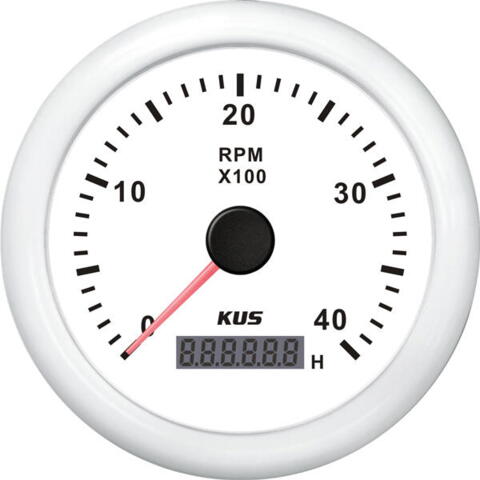 Kus omdr.tæller diesel 0-4000 0.5-250 med time.hvid 12/24v ø